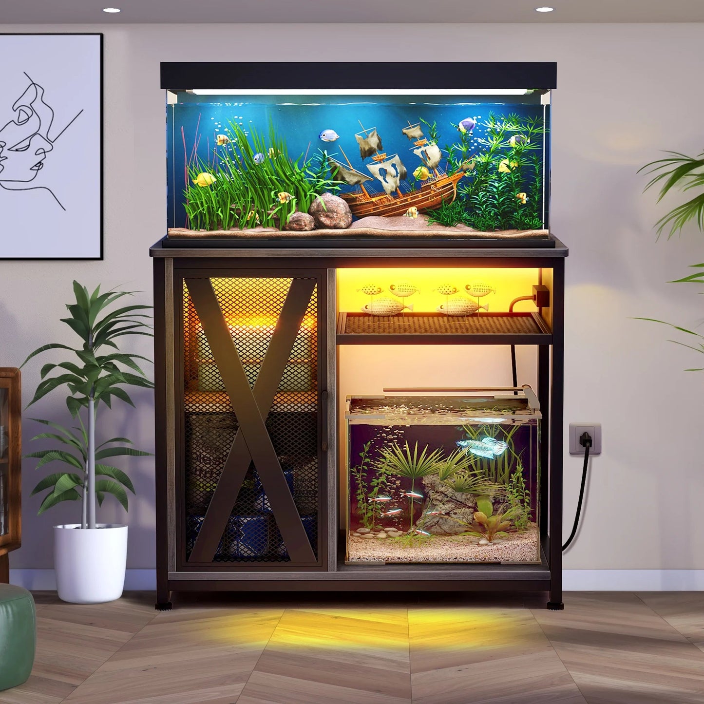 40-50 gallons Fish Tank Stand with Power Outlets