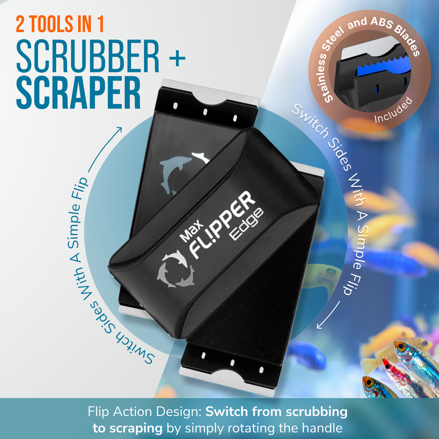 Flipper Edge 2 in 1 Floating Magnetic Aquarium Algae Cleaner (MAX)