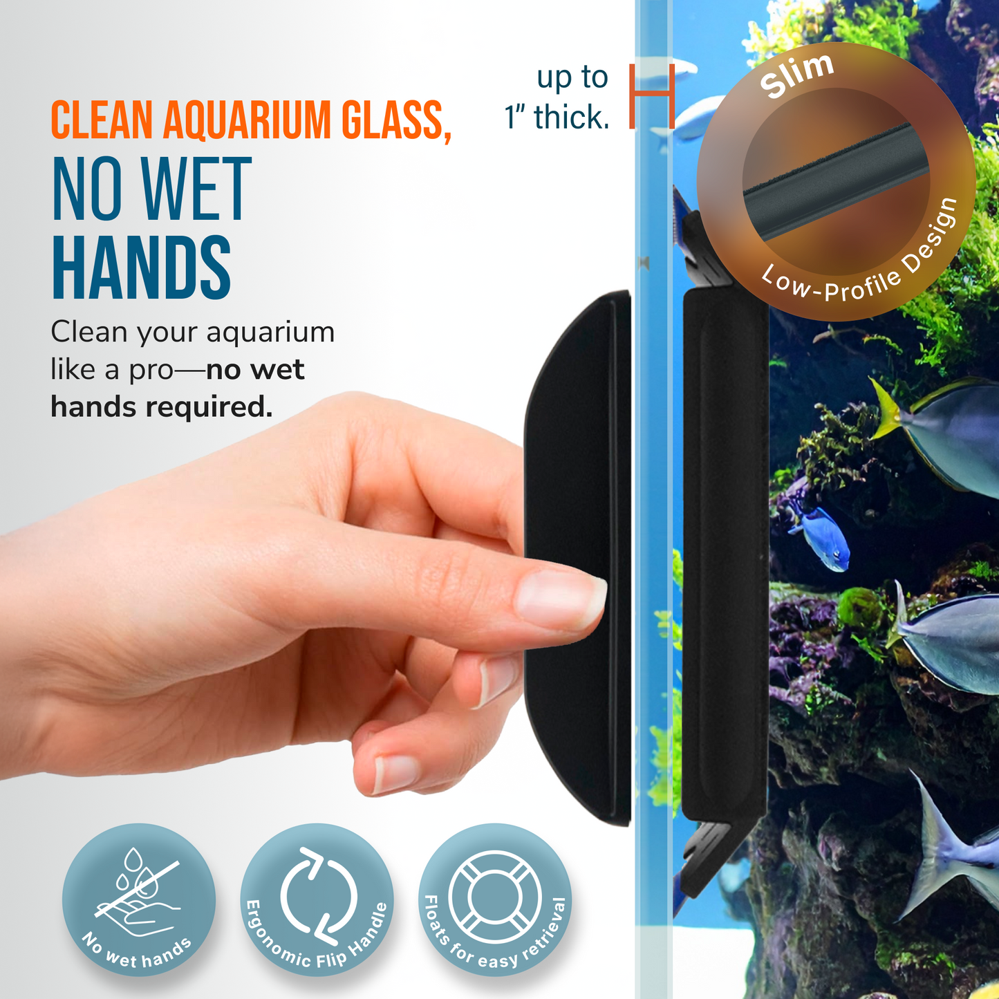 Flipper Edge 2 in 1 Floating Magnetic Aquarium Algae Cleaner (MAX)