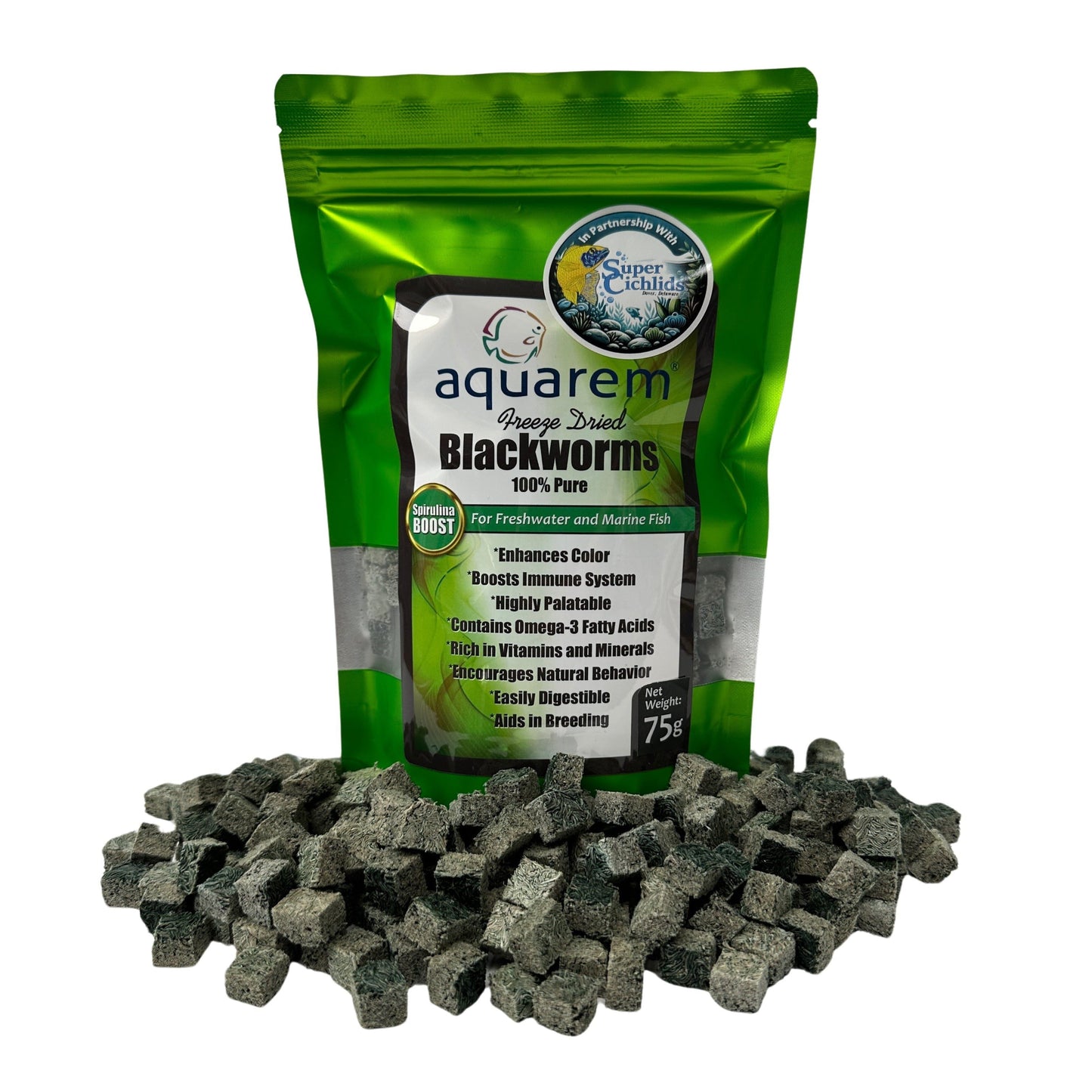 Premium Freeze Dried Blackworms - Spirulina Boost